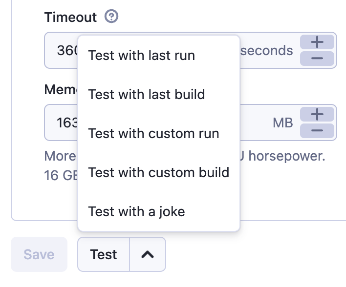 Test integration options